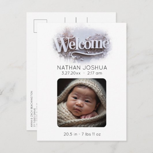 *~*誕生写真AP79ベビー生まれたばかりの発表 案内ポストカード (正面/裏面)