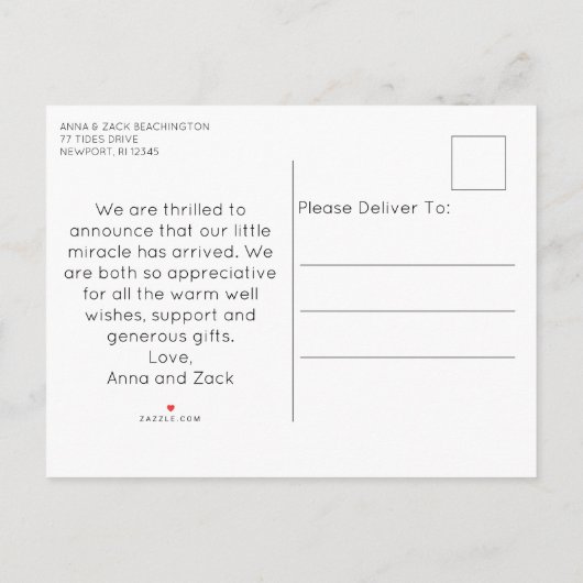 *~*誕生写真AP79ベビー生まれたばかりの発表 案内ポストカード (裏面)