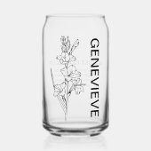 誕生威厳があるフラワーグラジオラス名前をカスタムする ガラス缶 (正面)