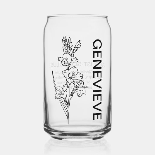 誕生威厳があるフラワーグラジオラス名前をカスタムする ガラス缶 (正面)