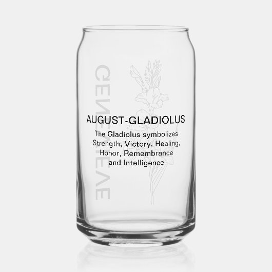誕生威厳があるフラワーグラジオラス名前をカスタムする ガラス缶 (裏面)