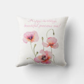 誕生威厳があるフラワーピンクポピー水彩フローラ クッション (裏面)
