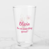 誕生威厳があるフラワーピンクポピー水彩フローラ タンブラーグラス (裏面)