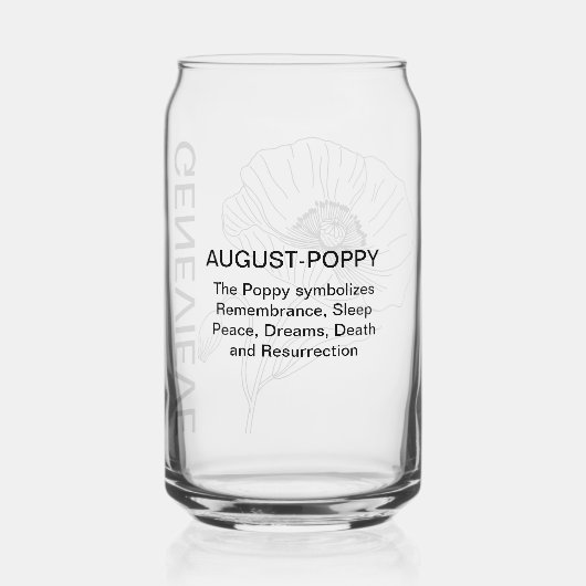 誕生威厳があるフラワーポピーと名前をカスタムする ガラス缶 (裏面)