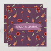 誕生威厳があるフラワーポピーグラジオラス サンキューカード (正面/裏面)