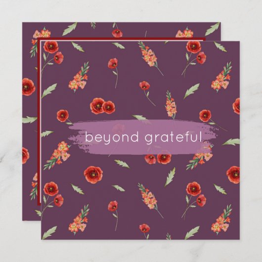 誕生威厳があるフラワーポピーグラジオラス サンキューカード (正面/裏面)