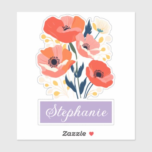 誕生威厳があるフラワー名前をカスタムする シール (シート)