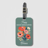 誕生威厳があるフラワー名前をカスタムする ラゲッジタグ (正面縦)