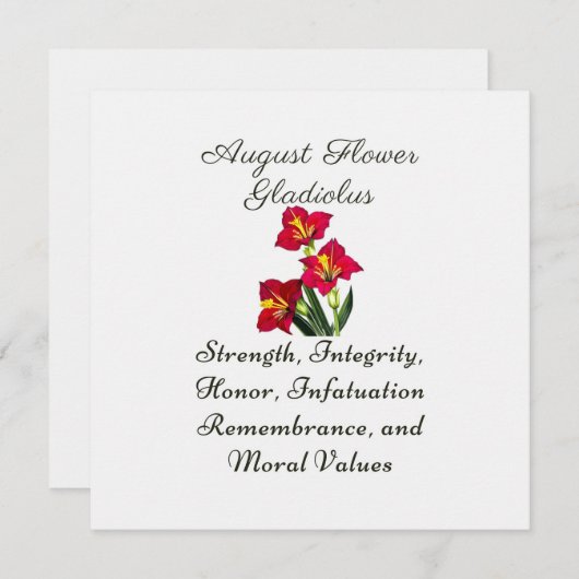 誕生威厳がある月花グラジオラス誕生ギフト (正面/裏面)