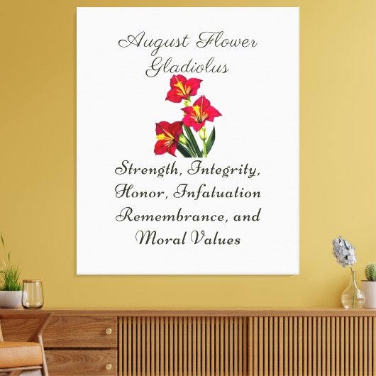 誕生威厳がある月花グラジオラス誕生ギフト キャンバスプリント (インサイチュ (リビング))