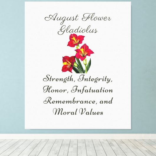 誕生威厳がある月花グラジオラス誕生ギフト キャンバスプリント (インサイチュ (ウッドフロア))