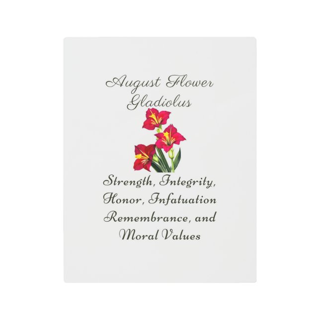 誕生威厳がある月花グラジオラス誕生ギフト メタルプリント (正面)
