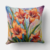 誕生威厳がある月花グラジオラス、グラジオラス。 クッション (裏面)