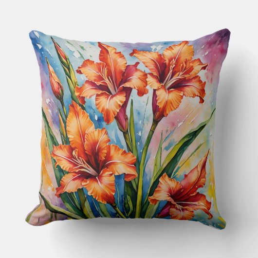 誕生威厳がある月花グラジオラス、グラジオラス。 クッション (正面)