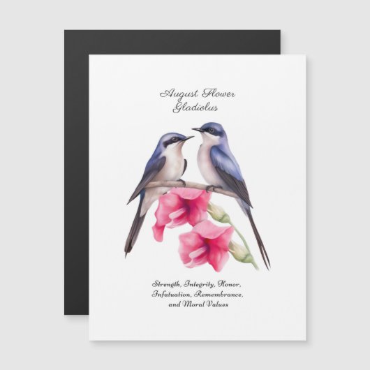 誕生威厳がある月花鳥付きグラジオラス (正面/裏面)