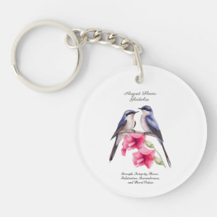 誕生威厳がある月花鳥付きグラジオラス キーホルダー
