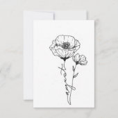 誕生威厳がある花誕生日カード、ポピー ノートカード (正面)