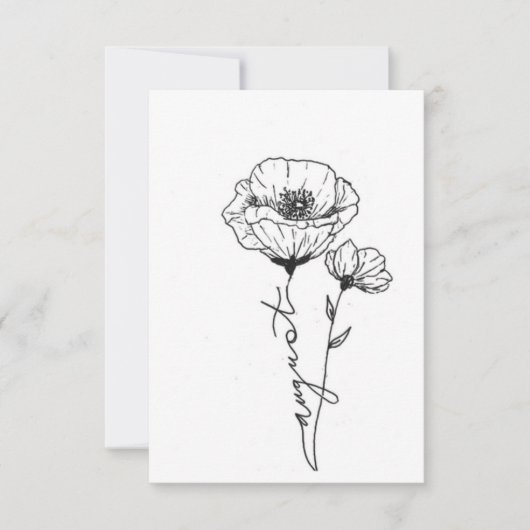 誕生威厳がある花誕生日カード、ポピー ノートカード (正面)