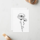 誕生威厳がある花誕生日カード、ポピー ノートカード (正面/裏面インサイチュ)