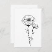 誕生威厳がある花誕生日カード、ポピー ノートカード (正面/裏面)