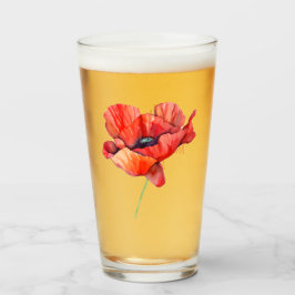 誕生威厳がある花赤ポピー水彩フローラ タンブラーグラス