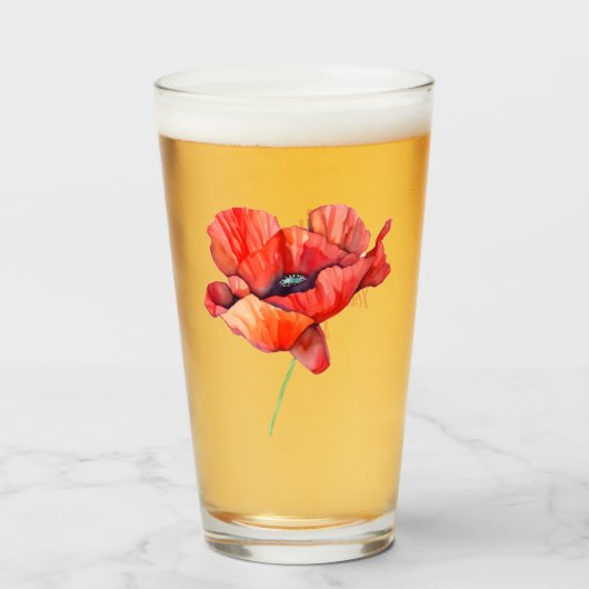 誕生威厳がある花赤ポピー水彩フローラ タンブラーグラス (ドリンク正面)