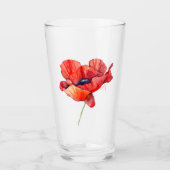 誕生威厳がある花赤ポピー水彩フローラ タンブラーグラス (正面)