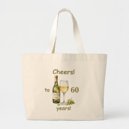 誕生年と年齢のカスタムホワイトワイントートバッグ ラージトートバッグ