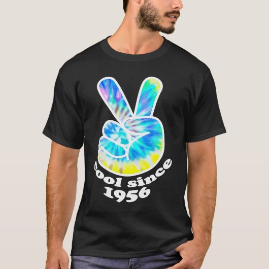 誕生年誕生日クール1956年絞り染め平和 Tシャツ (正面)