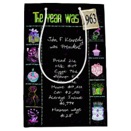 誕生年1963年おもしろいトリビアオンブラック ミディアムペーパーバッグ