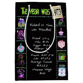 誕生年1973年おもしろいトリビアオンブラック ミディアムペーパーバッグ