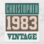 誕生年。誕生日ヴィンテージ ワインラベル (シングルラベル)