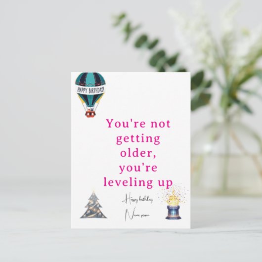 誕生日あいさつカーユニークド&ギフトパーソナライズされたアイディア ポストカード (スタンド正面)