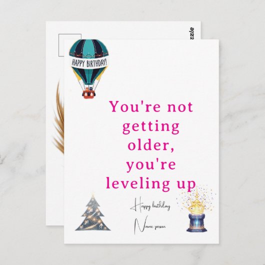 誕生日あいさつカーユニークド&ギフトパーソナライズされたアイディア ポストカード (正面/裏面)