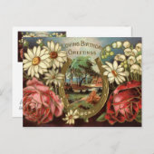 誕生日あいさつ文バラ ポストカード (正面/裏面)