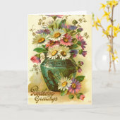 誕生日あいさつ花1915ヴィンテージ カード (黄色い花)