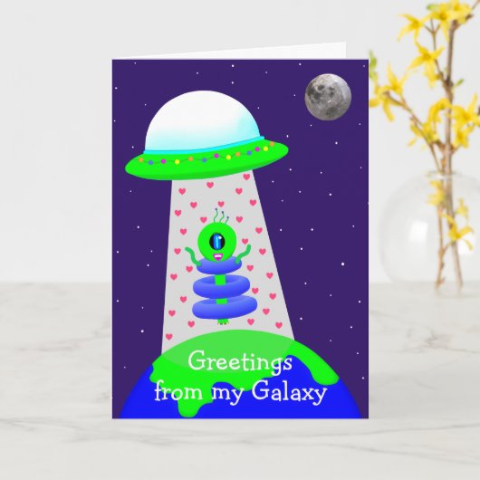 誕生日あいさつ銀河系エイリアンカード(Jo Images) カード (黄色い花)