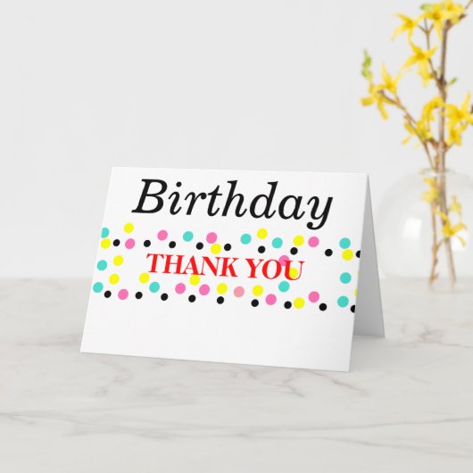 誕生日ありがとう水玉模様バルーン カード (黄色い花)