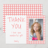 誕生日ありがとう キッズ フォトカード ハート ガール サンキューカード (正面/裏面)
