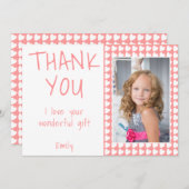 誕生日ありがとう 子供 フォトカード ハート 女の子 サンキューカード (正面/裏面)