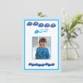 誕生日ありがとう 子供 フォトカード 青い少年 サンキューカード (スタンド正面)