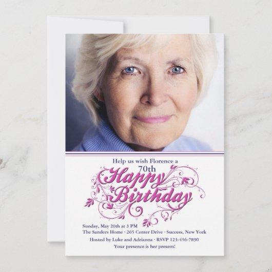 誕生日おしゃれ写真招待状 招待状 (正面)