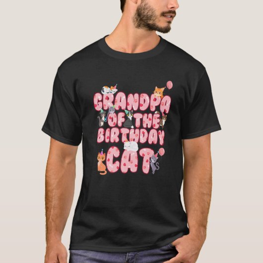 誕生日おじいちゃん 猫 おじいちゃん キッテ メンズ Tシャツ (正面)