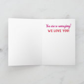 誕生日おばあちゃんおもしろいカラフル写真 カード (内部)