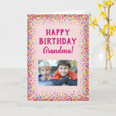 誕生日おばあちゃんおもしろいカラフル写真 カード (黄色い花)