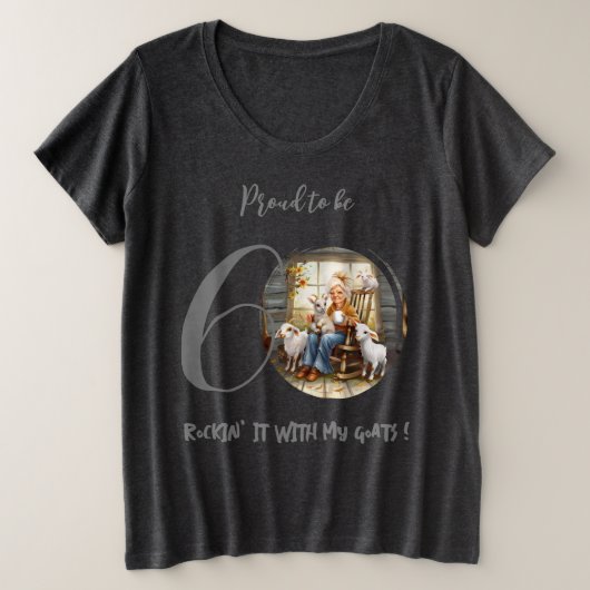 誕生日おばあちゃんのヤギのシャツ プラスサイズTシャツ (デザイン正面)