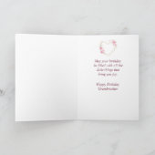 誕生日おばあちゃんピンクフラワーハートカード カード (内部)