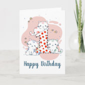 誕生日おめでとうかわいい子猫グリーティングカード カード (正面)