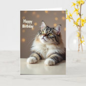 誕生日おめでとうふわふわ猫カード カード (黄色い花)