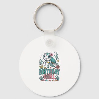 誕生日おめでとうウミガメ ビンテージ風彫刻Tシャツ_1 キーホルダー